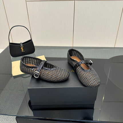 ALAIA MARY JANE FLAT 25S IN BLACK WOVEN MESH