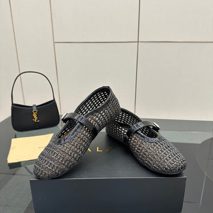 ALAIA MARY JANE FLAT 25S IN BLACK WOVEN MESH