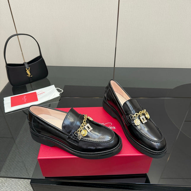 ROGER VIVIER 25S RANGERS CHAIN LOAFER IN BLACK CALFSKIN