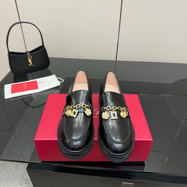 ROGER VIVIER 25S RANGERS CHAIN LOAFER IN BLACK CALFSKIN