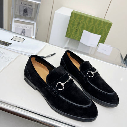 LOAFERS WITH SILVER HARDWARE IN BLACK SUEDE