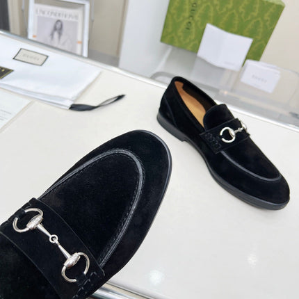 LOAFERS WITH SILVER HARDWARE IN BLACK SUEDE