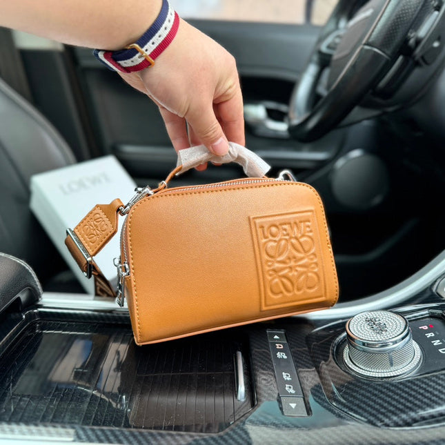 LOE MINI 18 CAMERA CROSS BODY BAG IN WARM DESERT CALFSKIN