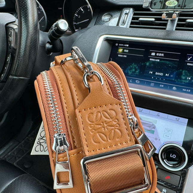 LOE MINI 18 CAMERA CROSS BODY BAG IN WARM DESERT CALFSKIN