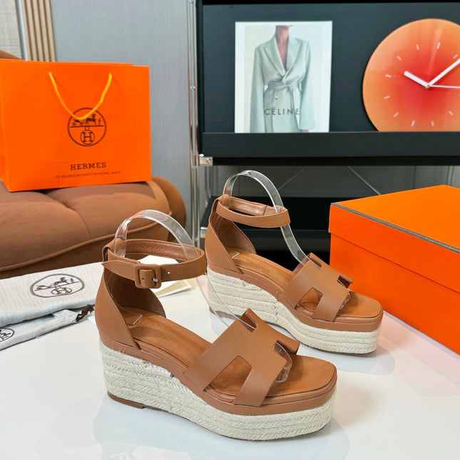 Elda espadrille 80 Tan Calfskin