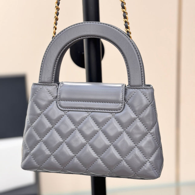 CHANEL 25S KELLY 19 CM IN DARK GREY LAMBSKIN WITH GOLD HARDWARE