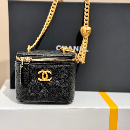 CHANEL 25S MINI VANITY BAG 11 CM IN BLACK LAMBSKIN WITH GOLD HARDWARE