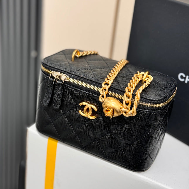 CHANEL 25S MINI VANITY BAG 16 CM IN BLACK LAMBSKIN WITH GOLD HARDWARE