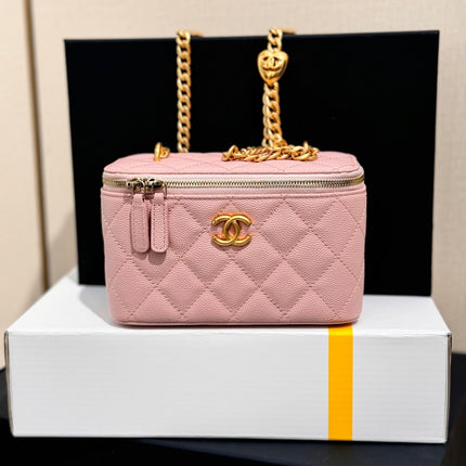 CHANEL 25S MINI VANITY BAG 16 CM IN LIGHT PINK LAMBSKIN WITH GOLD HARDWARE