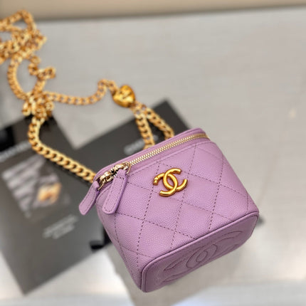 CHANEL 25S MINI VANITY BAG 11 CM IN PURPLE LAMBSKIN WITH GOLD HARDWARE
