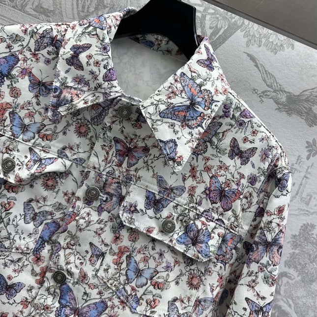 CD Jacket White Cotton Denim with Multicolor