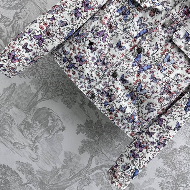 CD Jacket White Cotton Denim with Multicolor