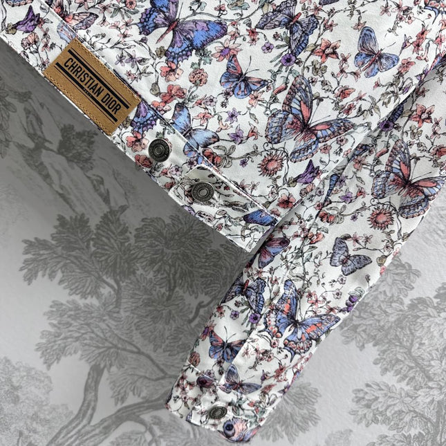 CD Jacket White Cotton Denim with Multicolor