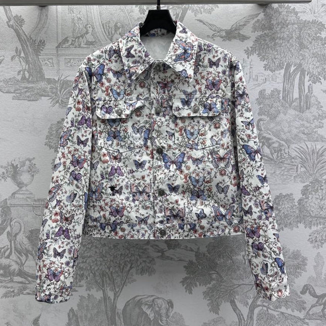 CD Jacket White Cotton Denim with Multicolor