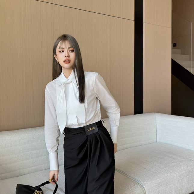 LOEWE BLACK GATHERED-WAIST PANTS