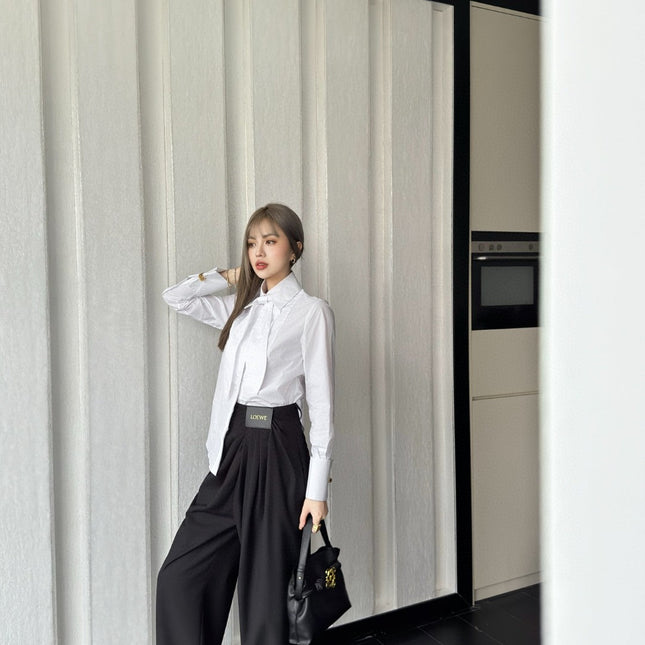 LOEWE BLACK GATHERED-WAIST PANTS