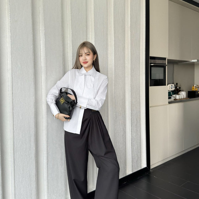 LOEWE BLACK GATHERED-WAIST PANTS