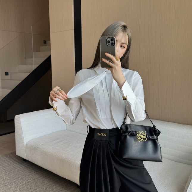 LOEWE BLACK GATHERED-WAIST PANTS