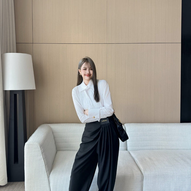 LOEWE BLACK GATHERED-WAIST PANTS