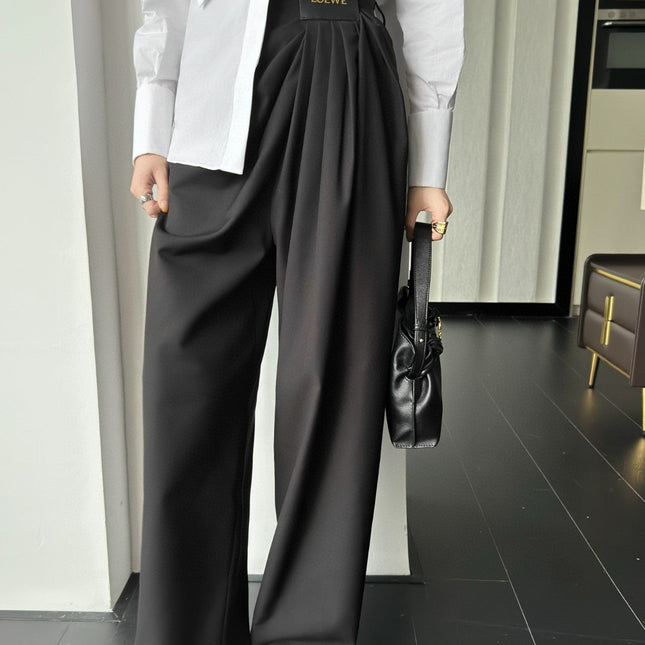 LOEWE BLACK GATHERED-WAIST PANTS