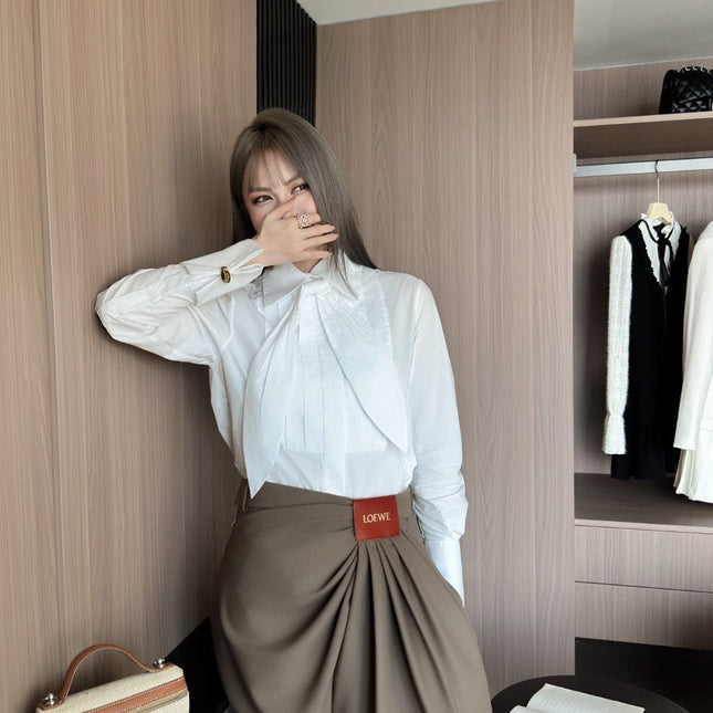 LOEWE BROWN GATHERED-WAIST PANTS