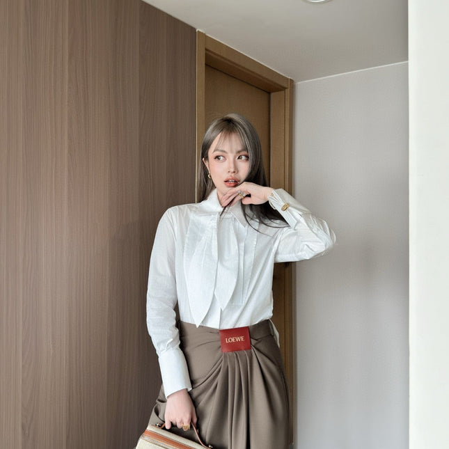 LOEWE BROWN GATHERED-WAIST PANTS
