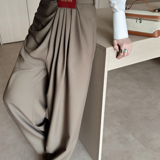 LOEWE BROWN GATHERED-WAIST PANTS