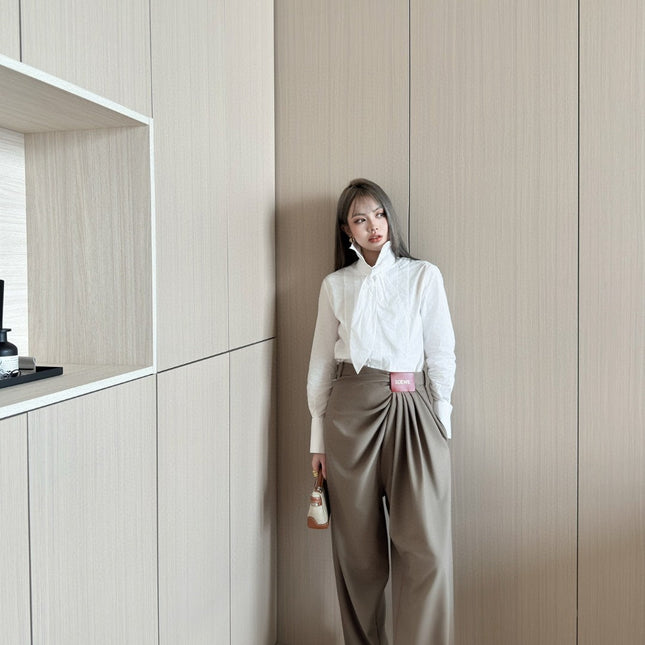 LOEWE BROWN GATHERED-WAIST PANTS