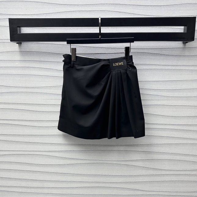 LOEWE BLACK RUCHED-WAIST SKIRT