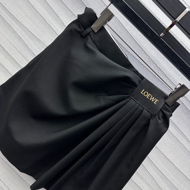 LOEWE BLACK RUCHED-WAIST SKIRT
