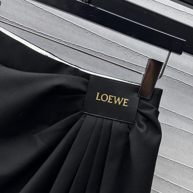 LOEWE BLACK RUCHED-WAIST SKIRT