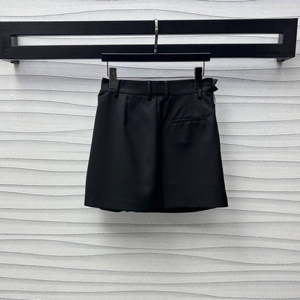 LOEWE BLACK RUCHED-WAIST SKIRT