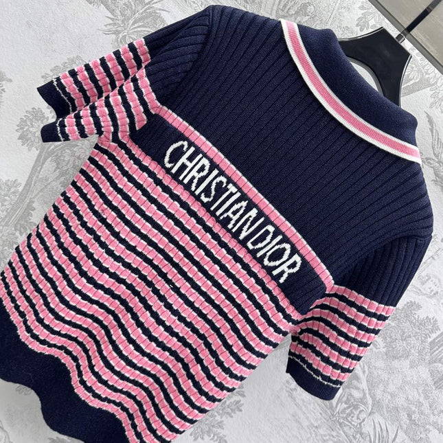 Dior 25 Polo T-Shirt Night Blue mix Pink Linen 232265