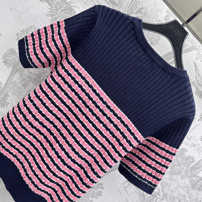 Dior 25 T-Shirt Night Blue mix Pink Linen 232264