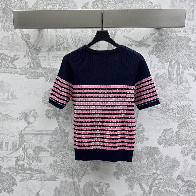 Dior 25 T-Shirt Night Blue mix Pink Linen 232264