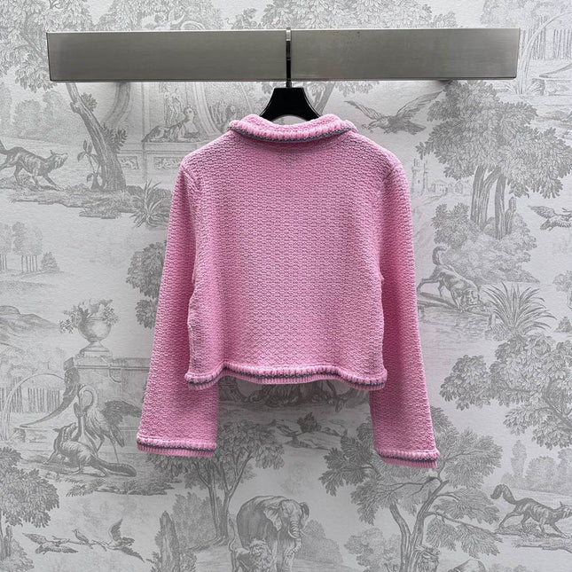 CHANEL PINK AND WHITE KNIT SWEATER 263624