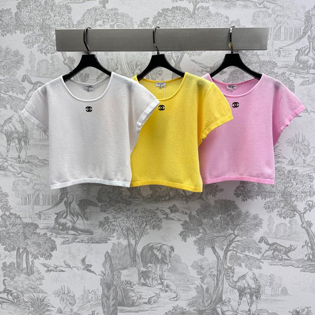 CHANEL SHORT SLEEVE CREW NECK KNIT TOP 263668