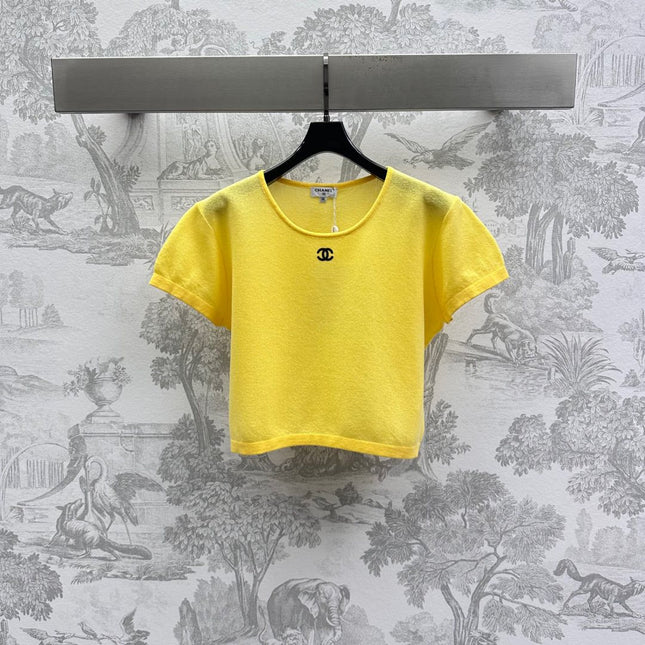 CHANEL CREW NECK SHORT-SLEEVE KNIT TOP 263666