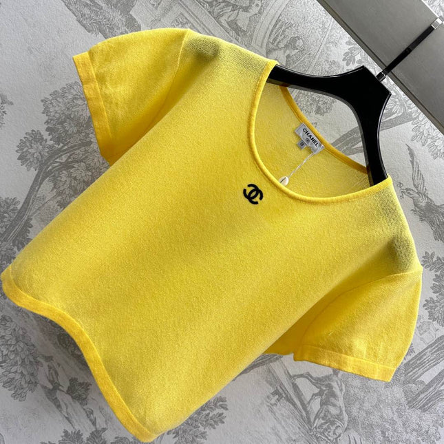 CHANEL CREW NECK SHORT-SLEEVE KNIT TOP 263666