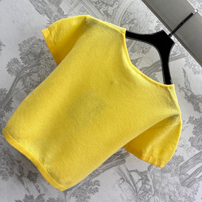 CHANEL SHORT SLEEVE CREW NECK KNIT TOP 263666