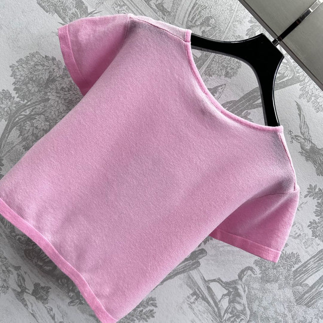 CHANEL SHORT SLEEVE CREW NECK KNIT TOP 263667