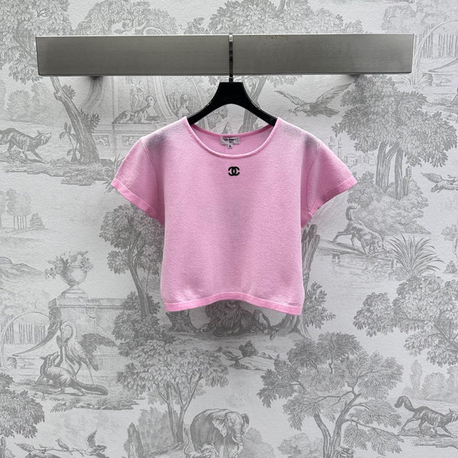 CHANEL SHORT SLEEVE CREW NECK KNIT TOP 263667