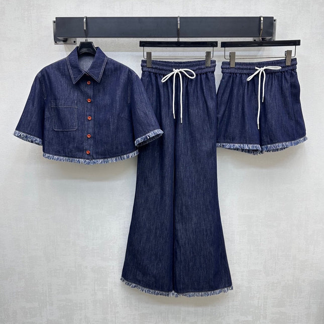 ZIMMERMAN 25S SHORT SLEEVE DENIM SHIRT 264724