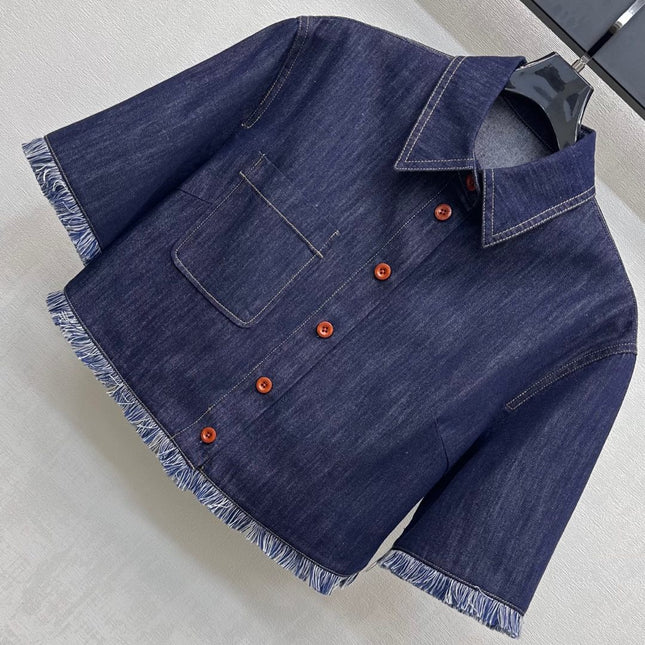 ZIMMERMAN 25S SHORT SLEEVE DENIM SHIRT 264724