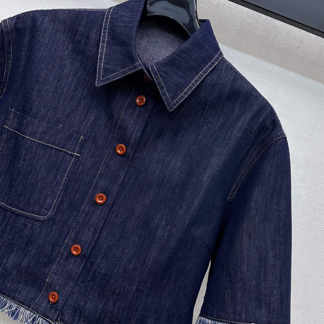 ZIMMERMAN 25S SHORT SLEEVE DENIM SHIRT 264724