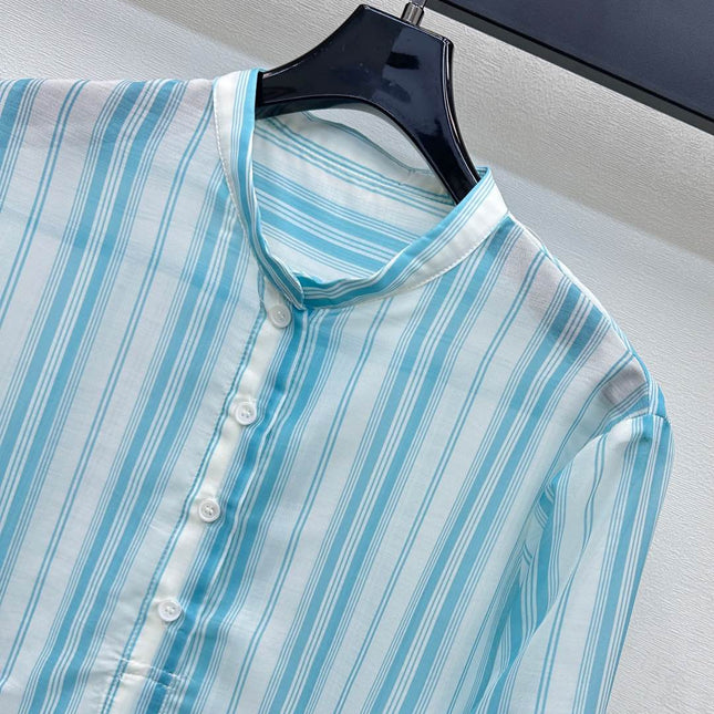 DIOR 25S STAND COLLAR STRIPED SHIRT 264615