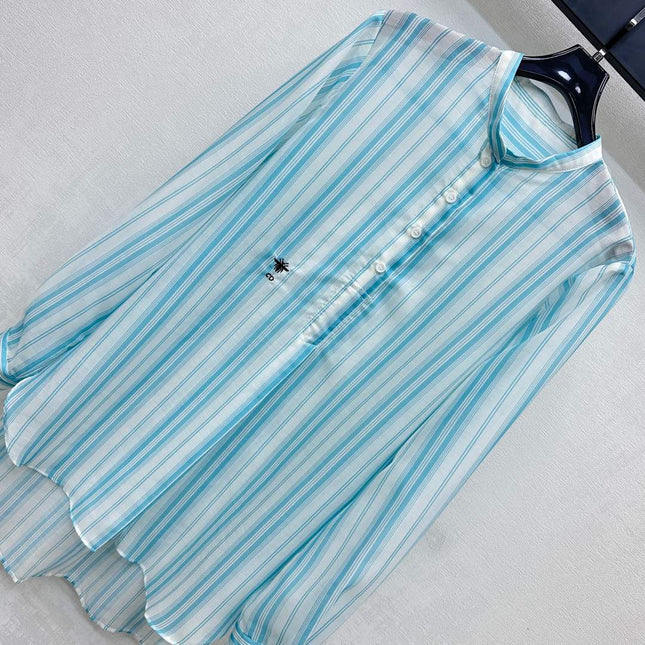 DIOR 25S STAND COLLAR STRIPED SHIRT 264615