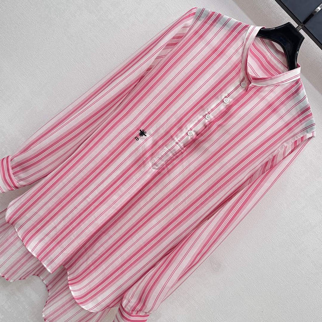 DIOR 25S STAND COLLAR STRIPED SHIRT 264617