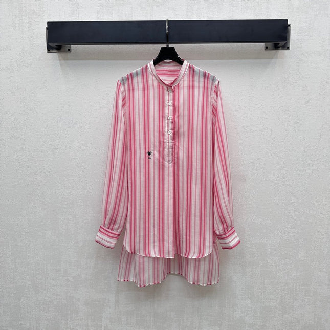 DIOR 25S STAND COLLAR STRIPED SHIRT 264617