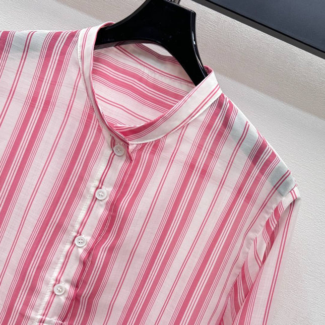 DIOR 25S STAND COLLAR STRIPED SHIRT 264617